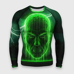 Рашгард мужской Неоновая голова, цвет: 3D-принт