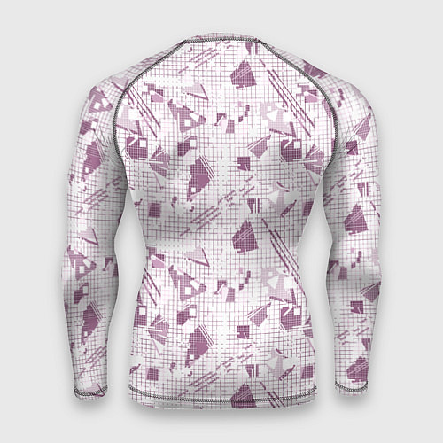 Мужской рашгард Мемфис бордовый на белом геометрический клетчатый / 3D-принт – фото 2