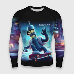 Рашгард мужской Bender is a skateboarder in neon street - ai art, цвет: 3D-принт