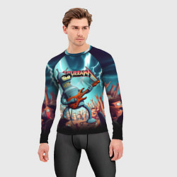 Рашгард мужской Бендер рок гитарист - группа Футурама, цвет: 3D-принт — фото 2