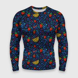 Мужской рашгард Лимон и клубника паттерн