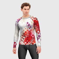 Рашгард мужской Красный узор на белом, цвет: 3D-принт — фото 2