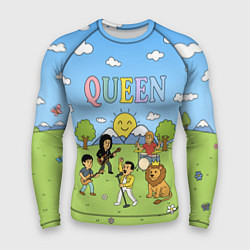 Рашгард мужской Queen мультяшный стиль на поляне, цвет: 3D-принт