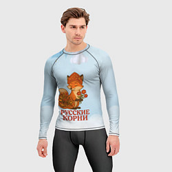 Рашгард мужской Русская душа - лисица, цвет: 3D-принт — фото 2