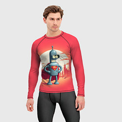 Рашгард мужской Робот-сгибальщик Бендер супермен - коллаба, цвет: 3D-принт — фото 2