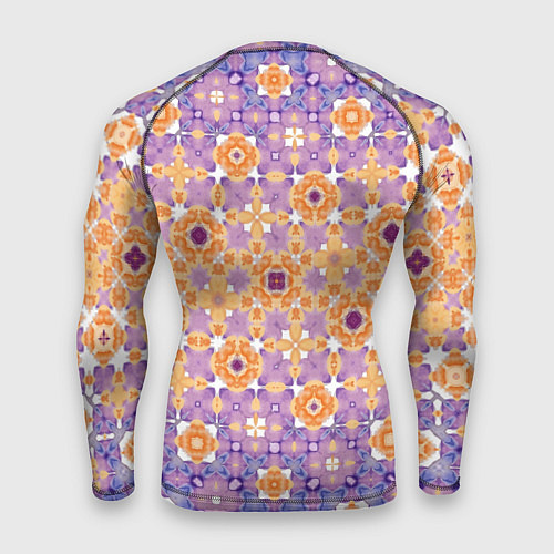 Мужской рашгард Узорчатая метаморфоза сиренево-оранжевая / 3D-принт – фото 2