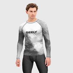 Рашгард мужской Geely на сером абстрактном фоне, цвет: 3D-принт — фото 2