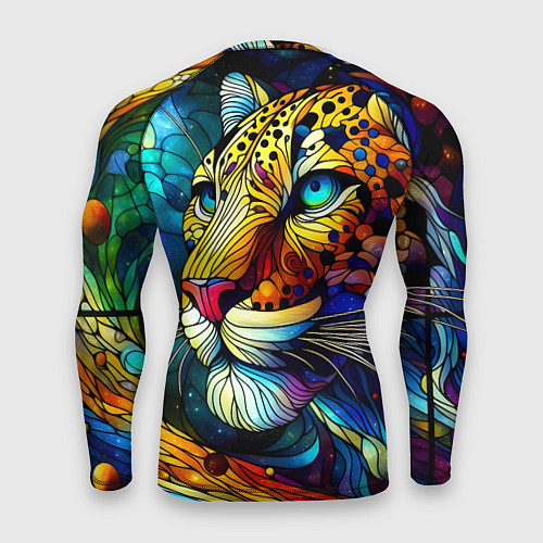 Мужской рашгард Морда леопарда - витраж / 3D-принт – фото 2