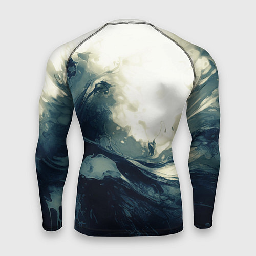 Мужской рашгард Чёрно-синие абстрактные краски / 3D-принт – фото 2