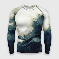Рашгард мужской Чёрно-синие абстрактные краски, цвет: 3D-принт