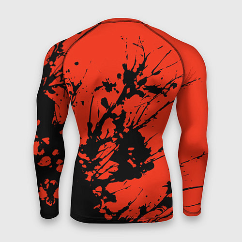 Мужской рашгард Взрыв чёрной краски на красно-оранжевом / 3D-принт – фото 2