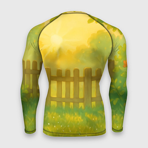 Мужской рашгард Милый олененок на зеленом дворе / 3D-принт – фото 2