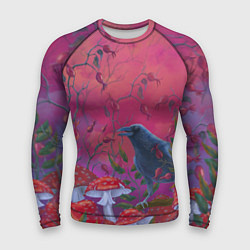 Рашгард мужской Готический ворон в мухоморах, цвет: 3D-принт