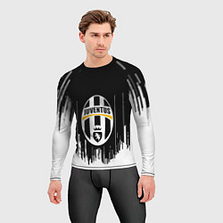 Рашгард мужской Ювентус текстура полосы спорт, цвет: 3D-принт — фото 2