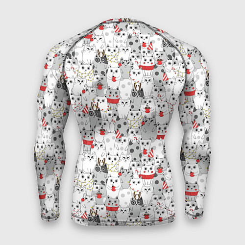 Мужской рашгард Новогодние котики / 3D-принт – фото 2