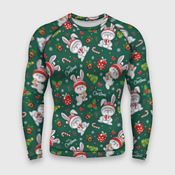Мужской рашгард Новогодние зайчики