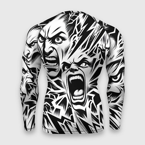 Мужской рашгард Свирепые лица и молнии - нейроарт / 3D-принт – фото 2