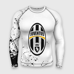 Мужской рашгард Ювентус черные краски всплеск