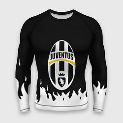 Рашгард мужской Ювентус белый огонь текстура, цвет: 3D-принт