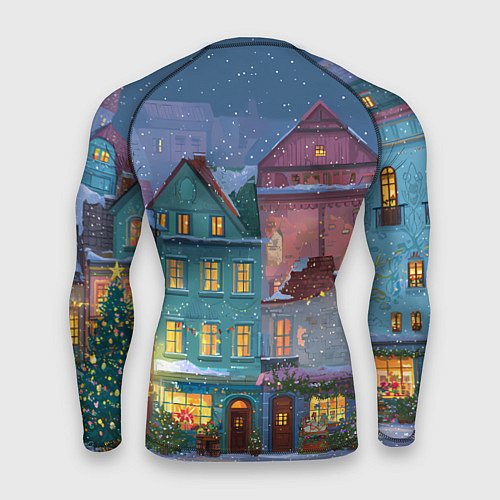 Мужской рашгард Новогодний дворик / 3D-принт – фото 2