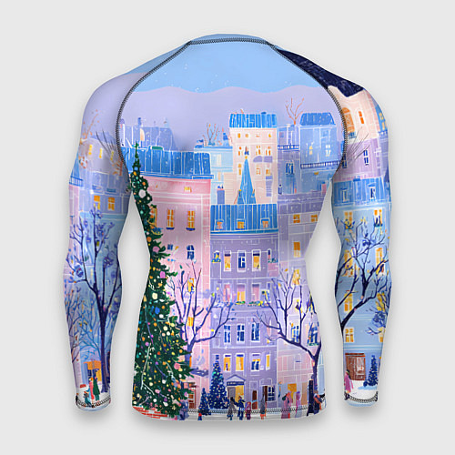 Мужской рашгард Новогодний двор / 3D-принт – фото 2