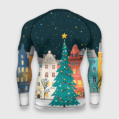 Мужской рашгард Новогодняя ночь в городе / 3D-принт – фото 2