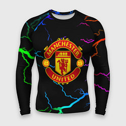 Рашгард мужской Манчестер Юнайтед неоновые молнии, цвет: 3D-принт
