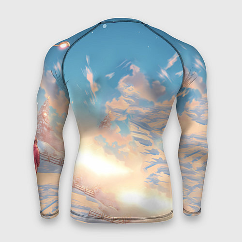 Мужской рашгард Новогодний конь сэлфи / 3D-принт – фото 2