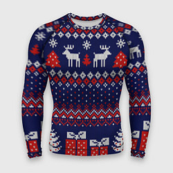 Мужской рашгард Новогодний вязаный паттерн