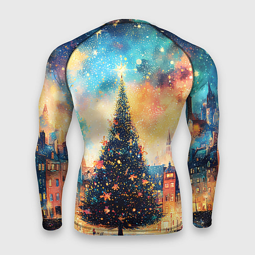 Мужской рашгард Новогодняя елка за городом / 3D-принт – фото 2