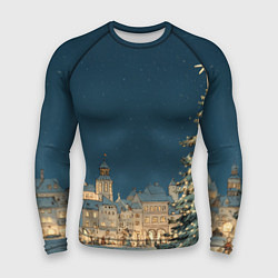 Рашгард мужской Новогодняя атмосфера в городе, цвет: 3D-принт