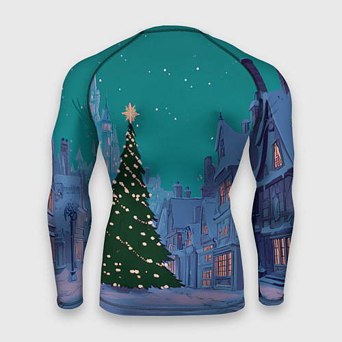 Мужской рашгард Зеленая новогодняя елка во вдоре / 3D-принт – фото 2