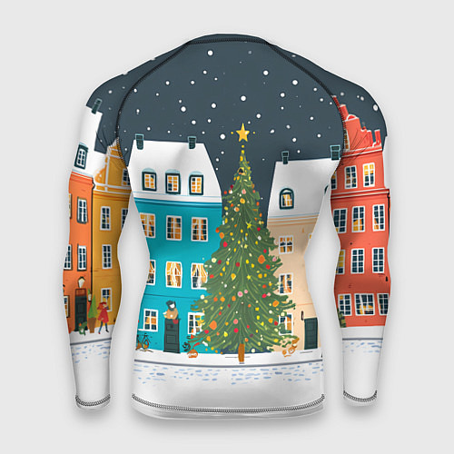 Мужской рашгард Новогодний снежный город / 3D-принт – фото 2