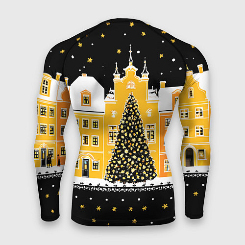 Мужской рашгард Новогодняя ночь в городе / 3D-принт – фото 2