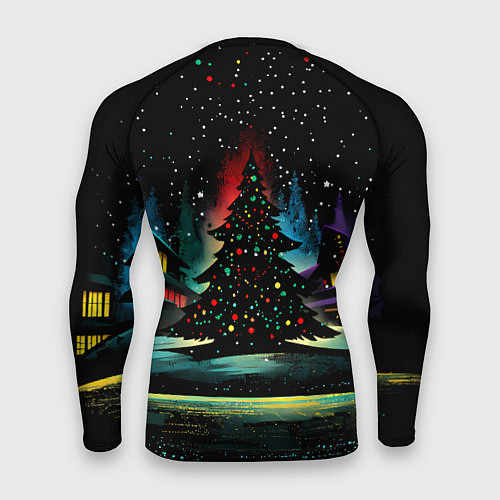 Мужской рашгард Новый год на черном фоне / 3D-принт – фото 2