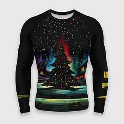 Мужской рашгард Новый год на черном фоне