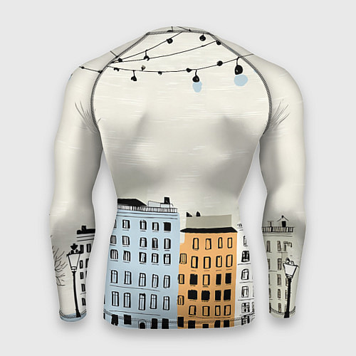 Мужской рашгард С новым годом - новогодний городок / 3D-принт – фото 2