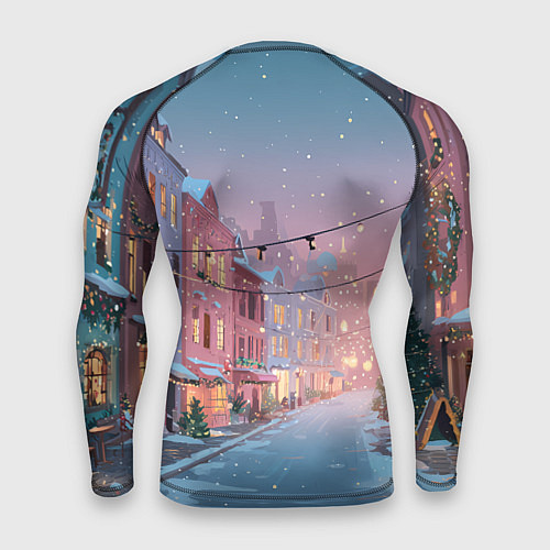 Мужской рашгард Новогодняя улица / 3D-принт – фото 2