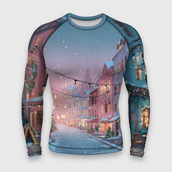 Рашгард мужской Новогодняя улица, цвет: 3D-принт
