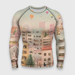 Мужской рашгард Объемный новогодний город