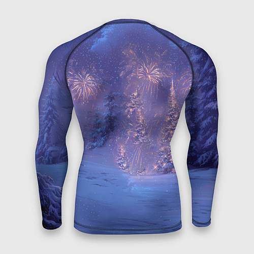 Мужской рашгард Лошадь и новогодний салют / 3D-принт – фото 2