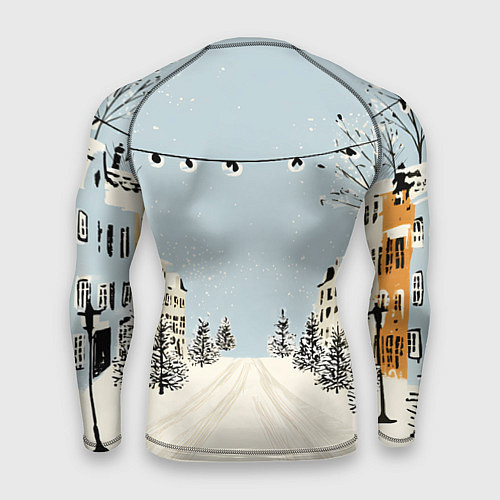 Мужской рашгард Милая новогодняя лошадка с шарфом / 3D-принт – фото 2
