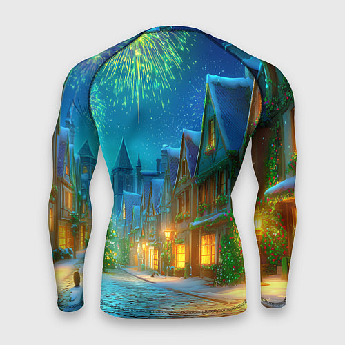 Мужской рашгард Новогодняя лошадка жует елочные ветки / 3D-принт – фото 2