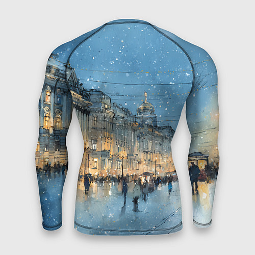 Мужской рашгард Снежный вечер Санкт-Петербурга / 3D-принт – фото 2
