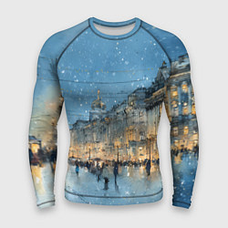 Мужской рашгард Снежный вечер Санкт-Петербурга