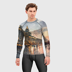 Рашгард мужской Санкт-Петербург - мокрый снег, цвет: 3D-принт — фото 2
