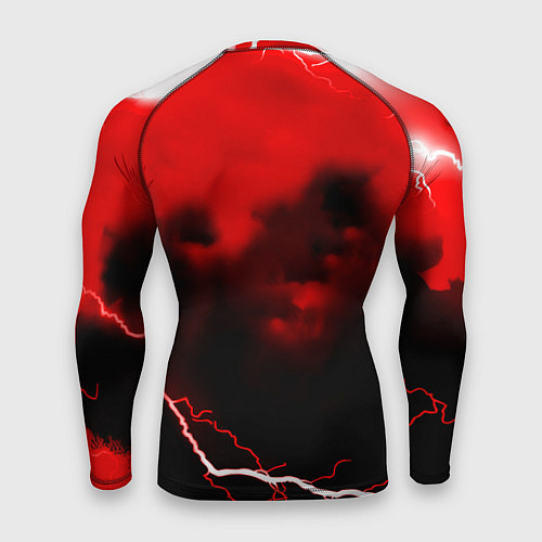 Мужской рашгард Ливерпуль шторм молнии красный / 3D-принт – фото 2