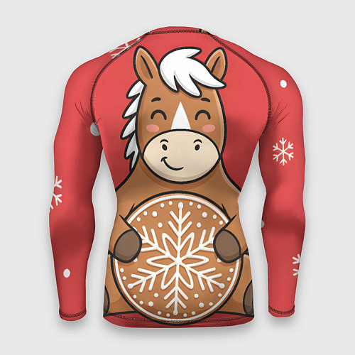 Мужской рашгард Новогодняя лошадка с печенькой / 3D-принт – фото 2
