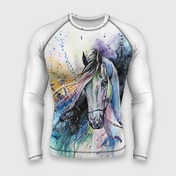 Рашгард мужской Акварельная лошадь, цвет: 3D-принт