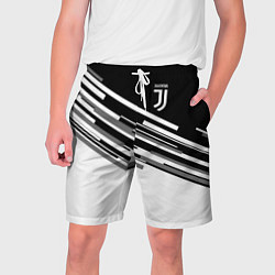 Шорты на шнурке мужские FC Juventus: B&W Line, цвет: 3D-принт